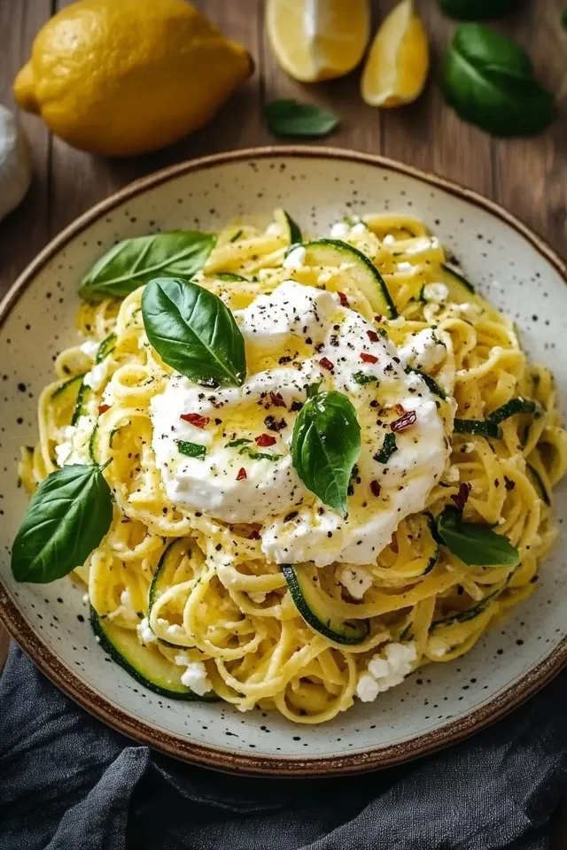Zitronen Zucchini Pasta mit Burrata – Ein Genuss für alle Sinne