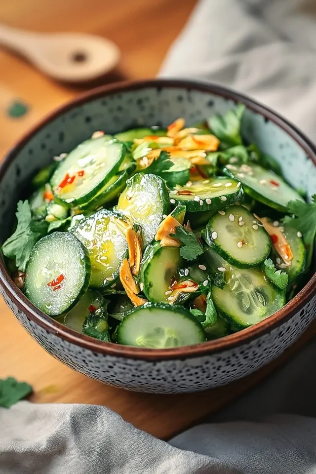 Erfrischender asiatischer Gurkensalat für den Sommer