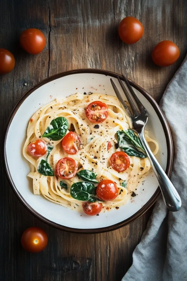 Cremige Nudeln mit Tomaten und Spinat – Ein schnelles Rezept