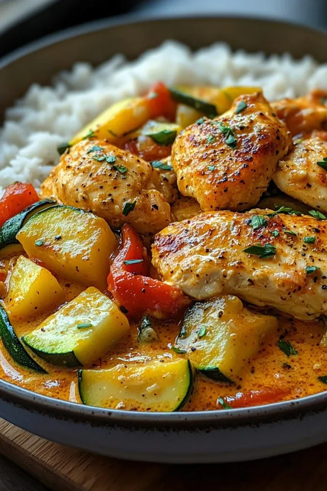 Cremiges Paprika Zucchini Hähnchen – Ein herzhaftes Rezept