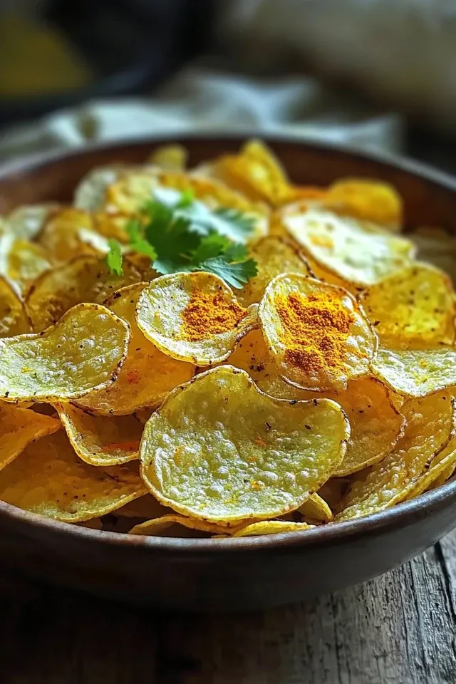 Crispy Kohlrabi Chips mit Curry – Knuspriger Snack Genuss