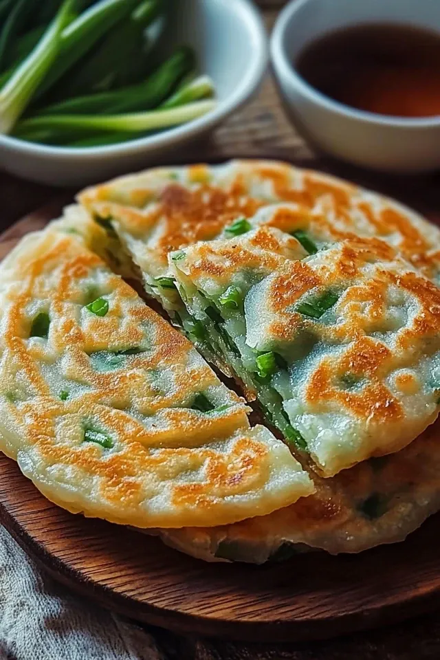 Krosse Reispapier-Frühlingszwiebel-Pfannkuchen