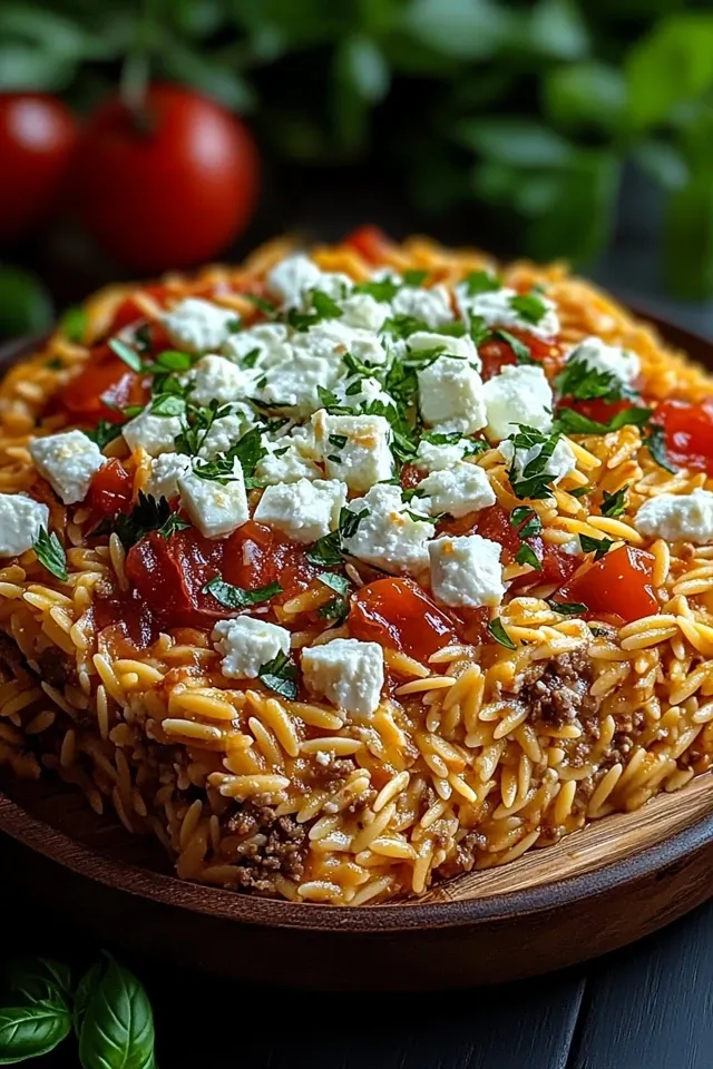 Griechischer Kritharaki-Hackauflauf mit Feta