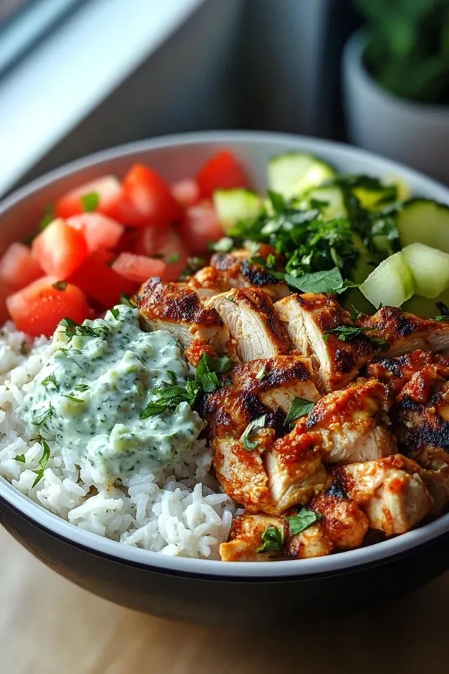 Döner Bowl Klassisch: Leckere Hähnchen-Bowl mit Reis und Tzatziki