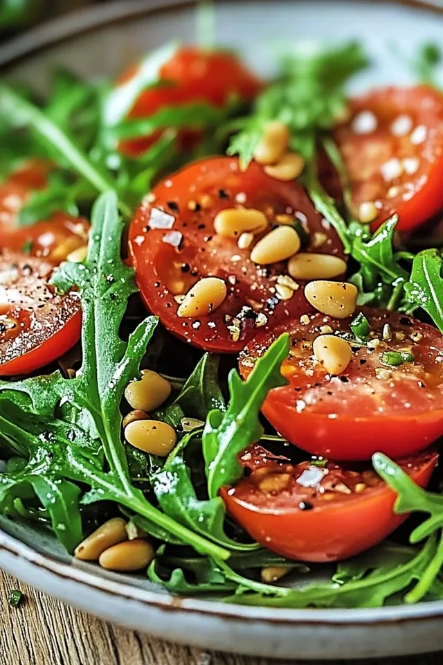 Frischer Tomaten-Rucola-Salat mit Pinienkernen