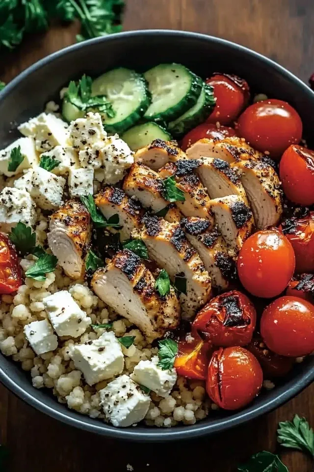 Griechische Hähnchen-Bowl mit Feta & Couscous
