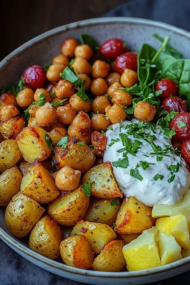 Kartoffel-Kichererbsen-Bowl für ein gesundes Mittagessen