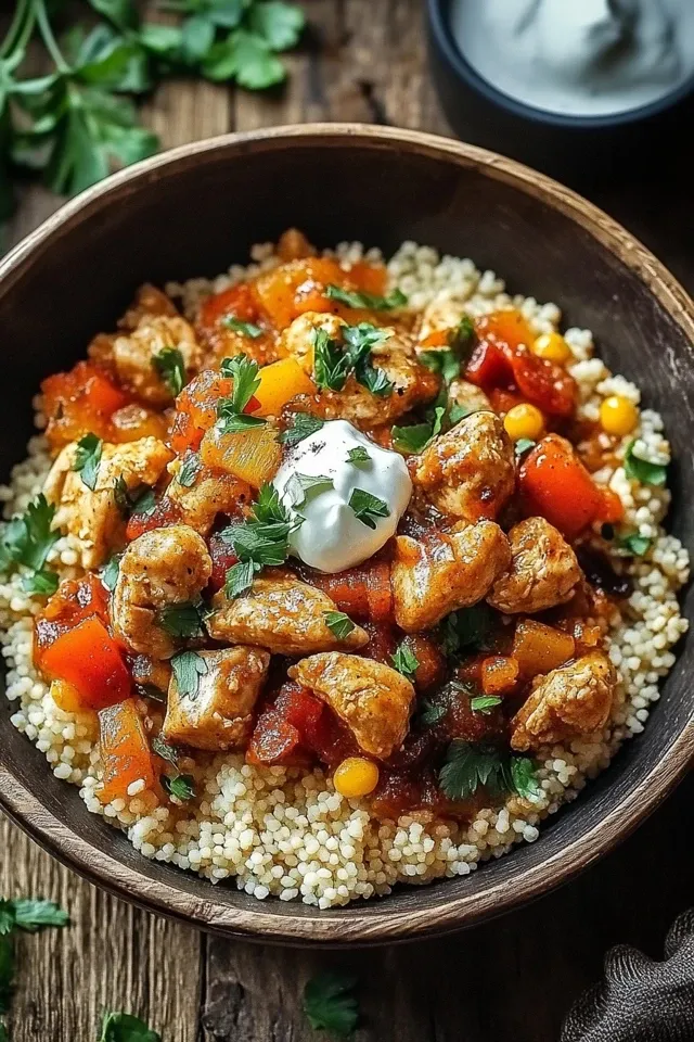 Marokkanische Couscous-Schüssel mit Hähnchen