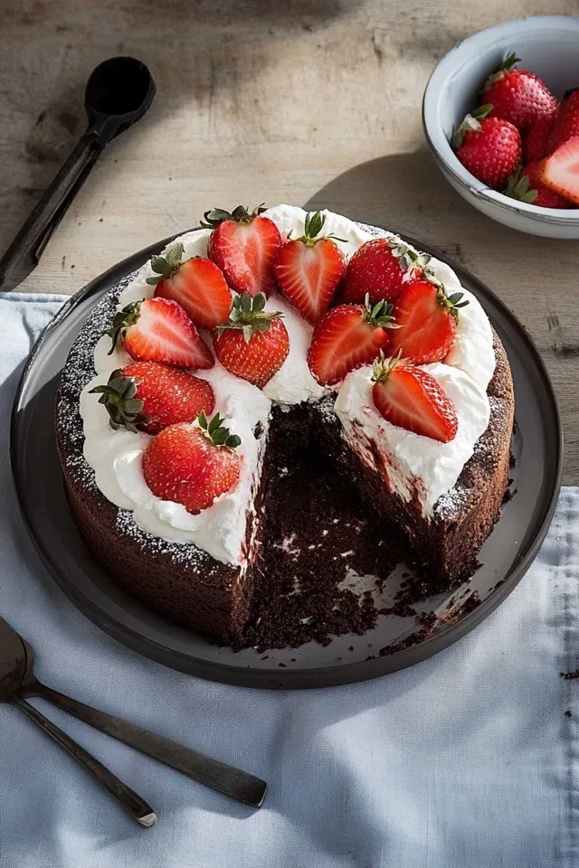 Beef Ribs Maulwurfkuchen mit Erdbeeren