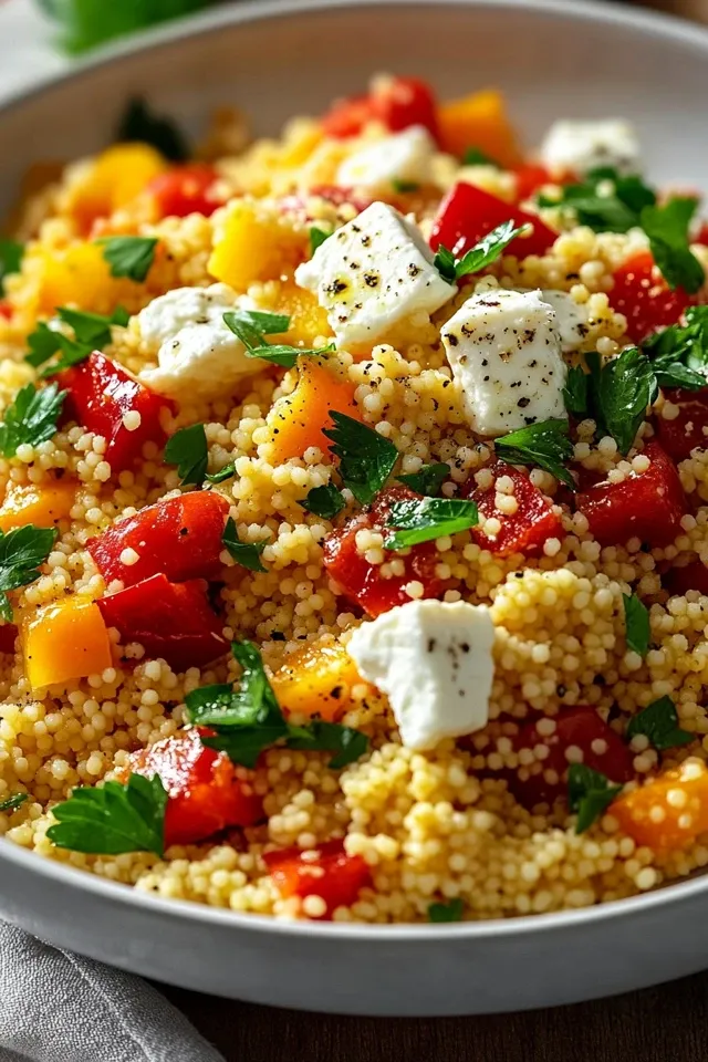 Mediterraner Couscous Salat mit Feta & Paprika – Einfach und Lecker!