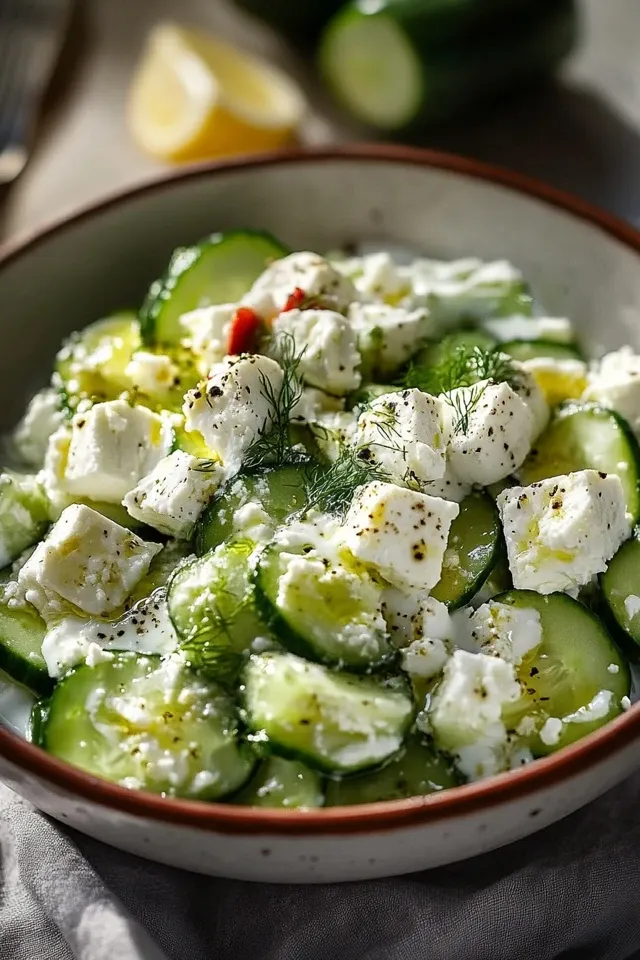 Mediterraner Gurken-Joghurt-Feta-Salat – Frisch und lecker!