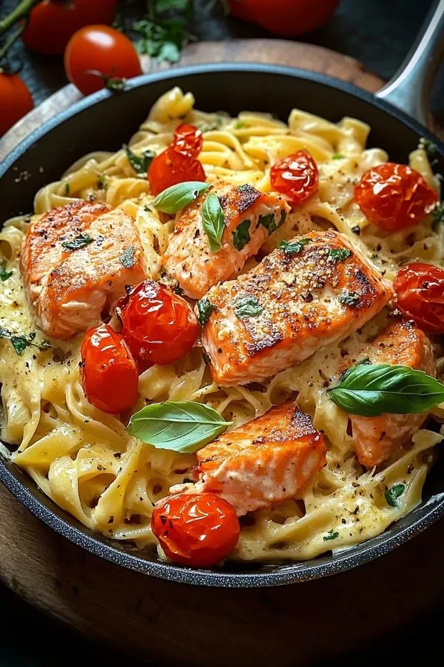 Ofen-Lachs-Pasta mit Tomaten: Ein schnelles Rezept