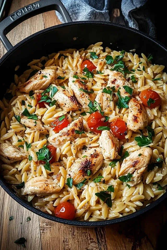 One Pot Orzo Pasta mit Hähnchen – Einfach und Lecker
