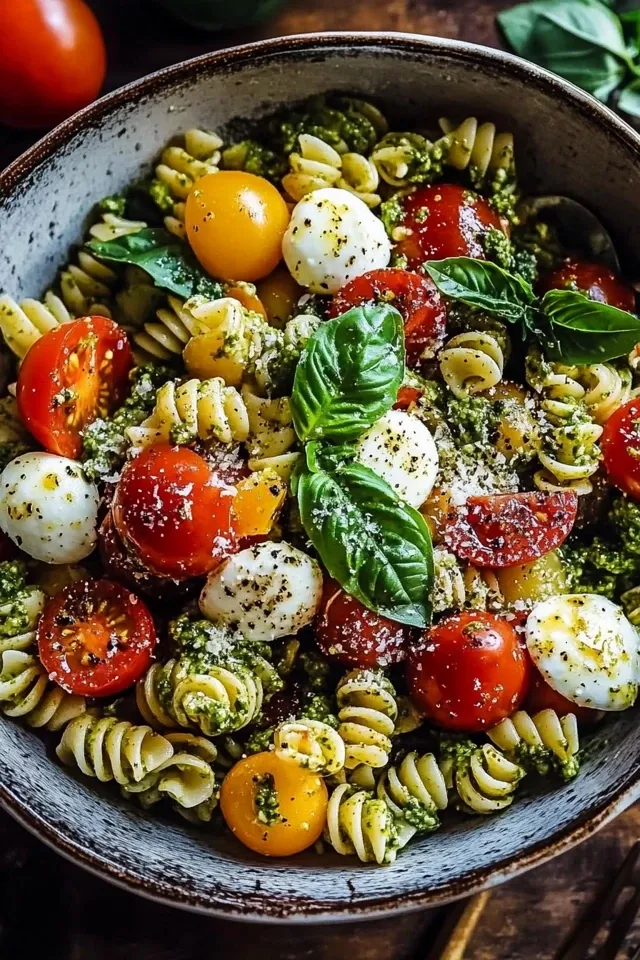 Pesto-Nudelsalat mit Tomaten und Mozzarella: Ein Fest der Aromen