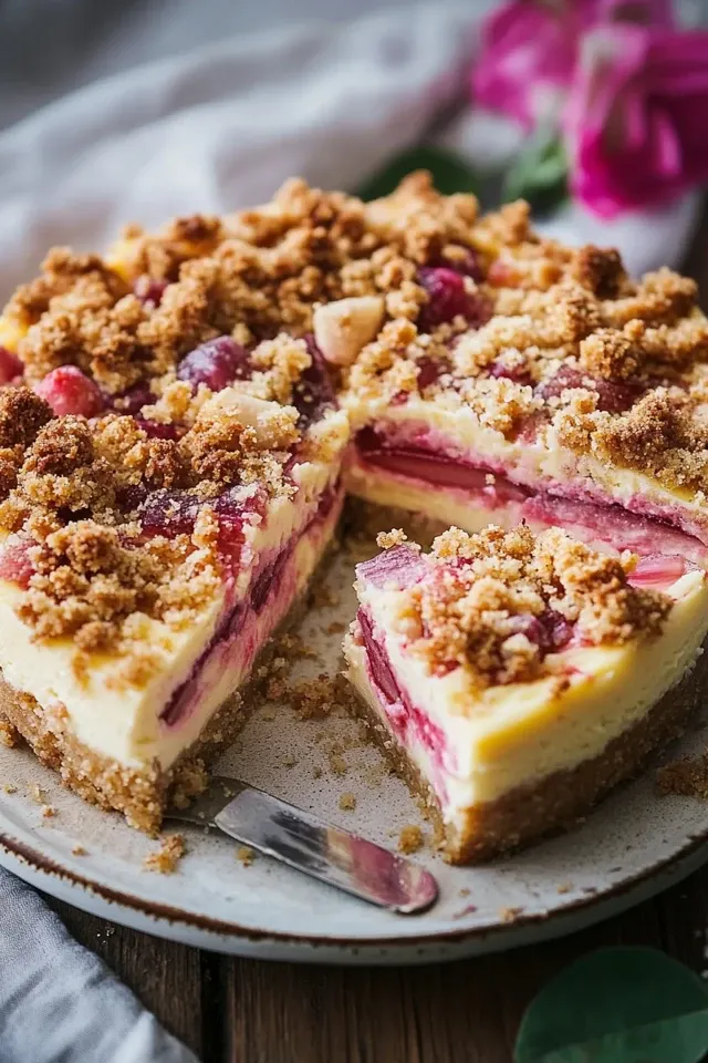 Rhabarber-Cheesecake mit Streuseln – Ein Genuss für alle Sinne