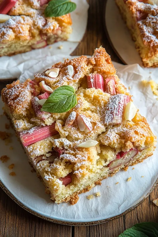 Saftiger Rhabarberkuchen vom Blech mit Liebe gebacken