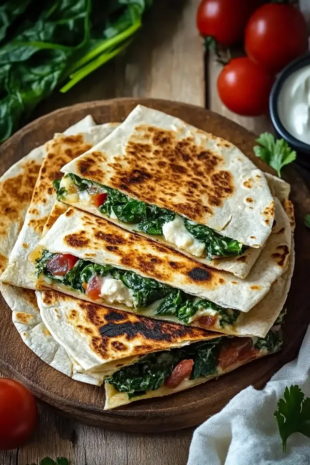 Köstliche Spinat-Feta-Quesadillas für jeden Anlass