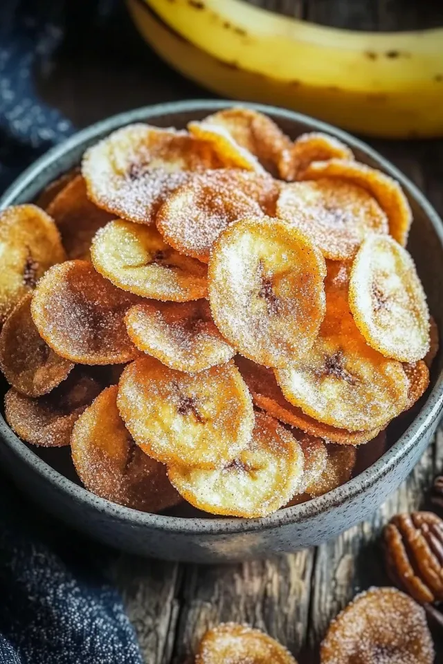 Knusprige Bananenchips aus der Heißluftfritteuse mit Zimt-Zucker