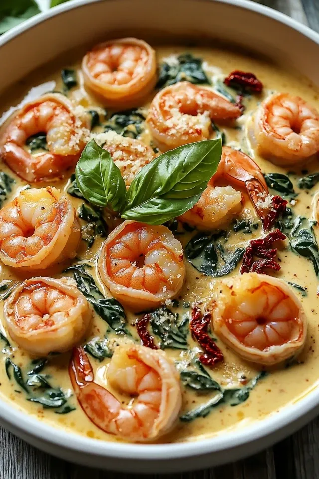 Cremige toskanische Garnelen mit Pasta