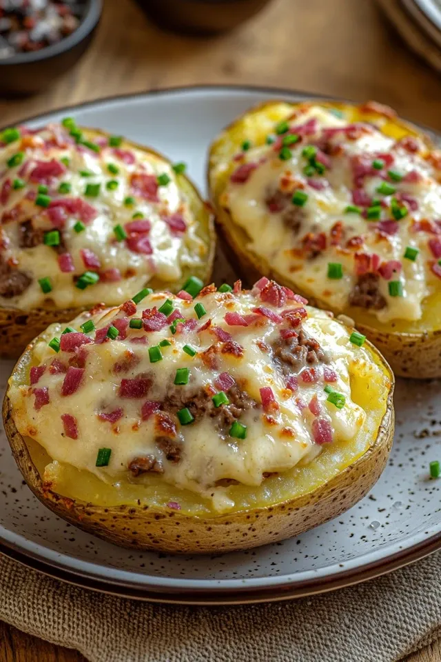 Herzhafte gefüllte Kartoffeln nach Flammkuchen-Art