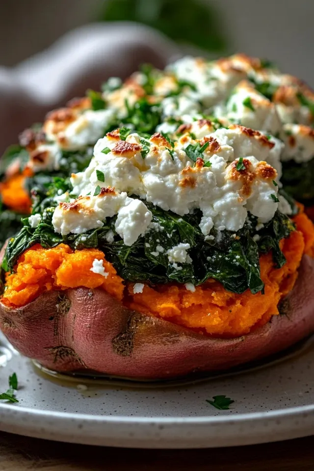 Gefüllte Süßkartoffel mit Feta und Spinat – Ein Veggie-Hit!