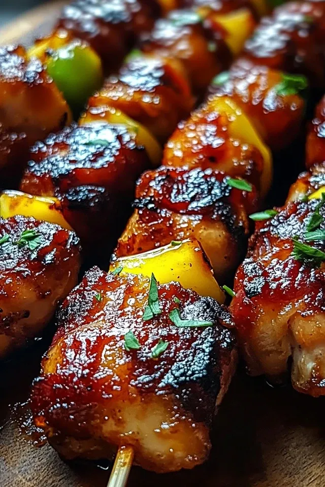 Gegrillte Honig-BBQ-Beef-Hühnchen-Spieße für jeden Anlass