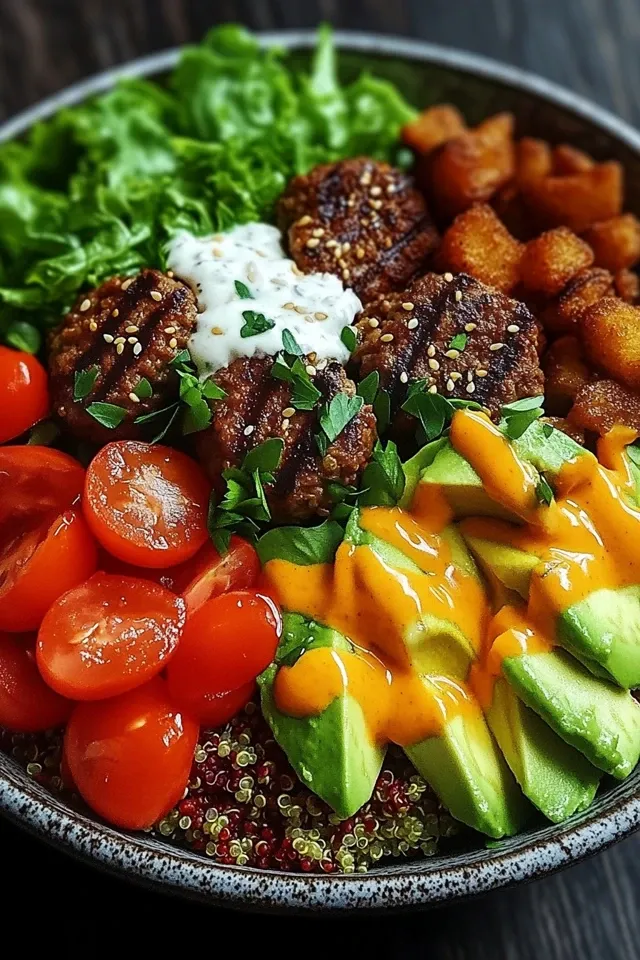 Gesunde Burger Bowl für ein schnelles Mittagessen