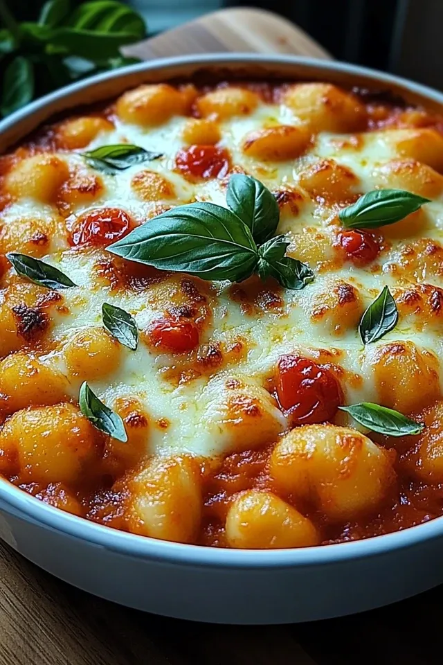 Gnocchi Auflauf mit Tomate und Mozzarella