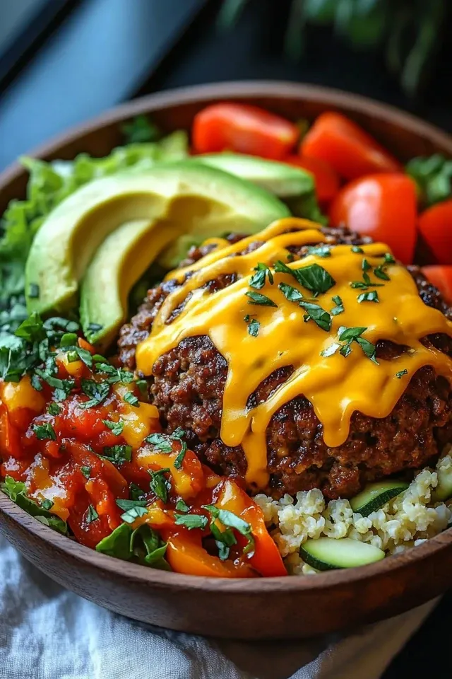 Proteinreiche Cheeseburger Bowls für die perfekte Meal Prep