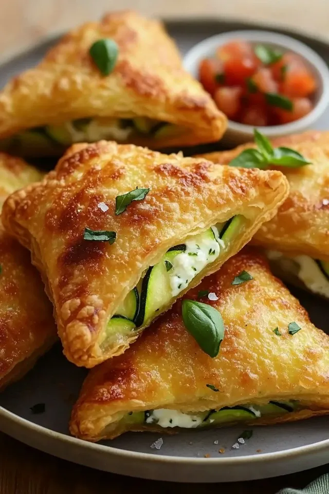 Knusprige Zucchini Frischkäse Taschen für jede Party