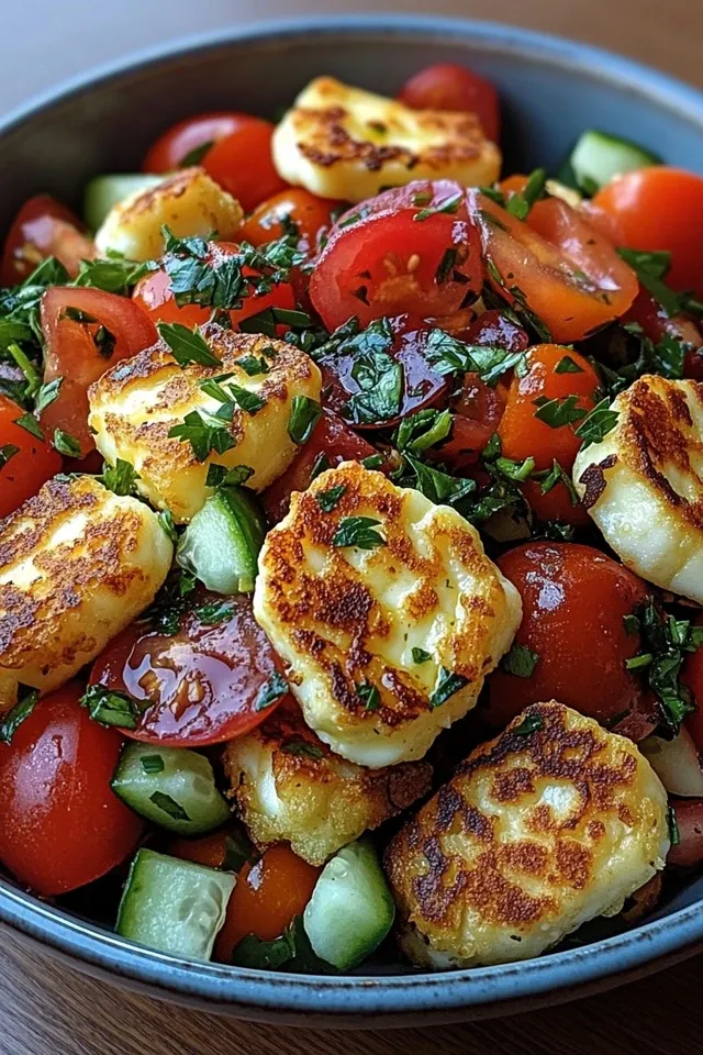 Kritharaki-Salat mit Halloumi-Croutons für jeden Anlass