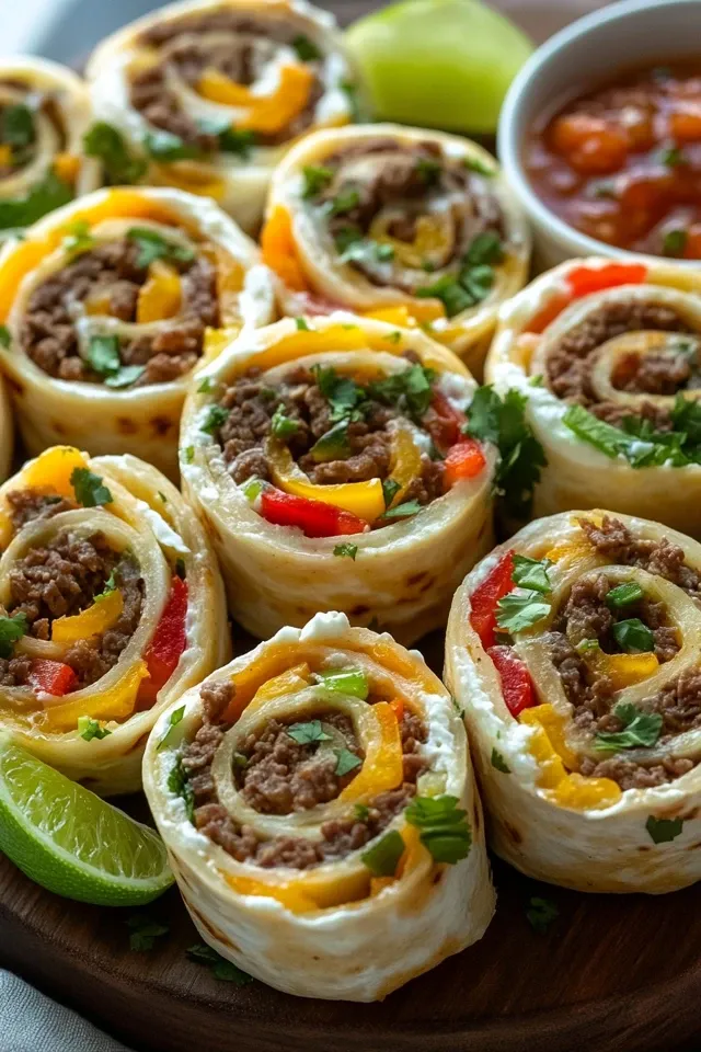 Leckere Taco Pinwheels für jedes Fest