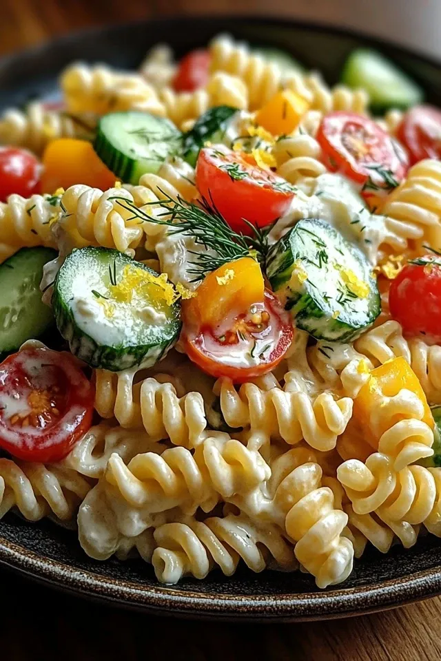 Leichter Nudelsalat mit Joghurt-Dressing für den Sommer