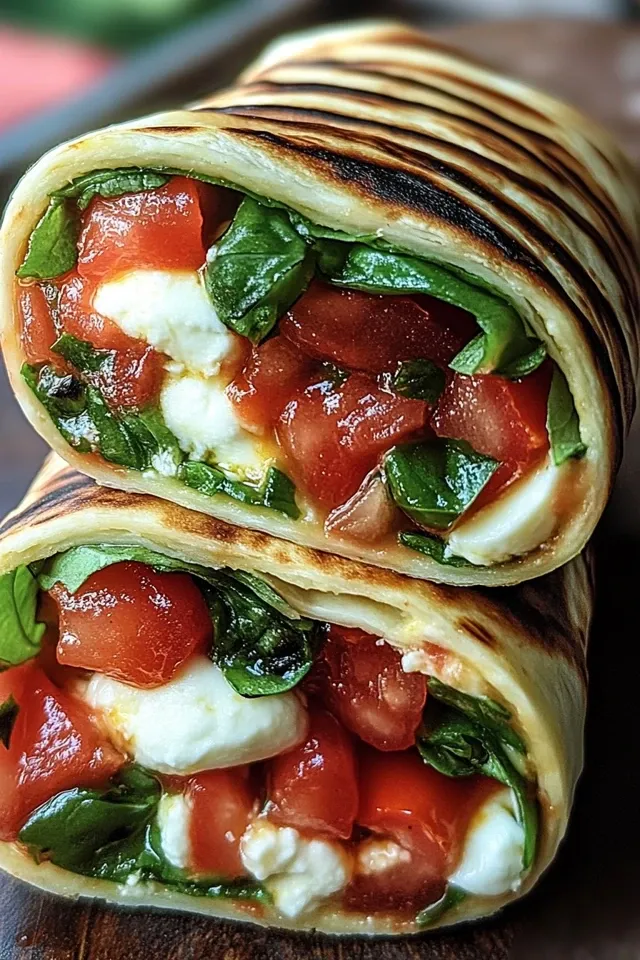 Vegetarischer Wrap mit Tomate und Mozzarella